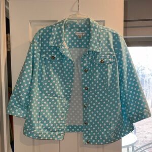 Christopher & Banks Light Blue Polka Dot Jean Jacket